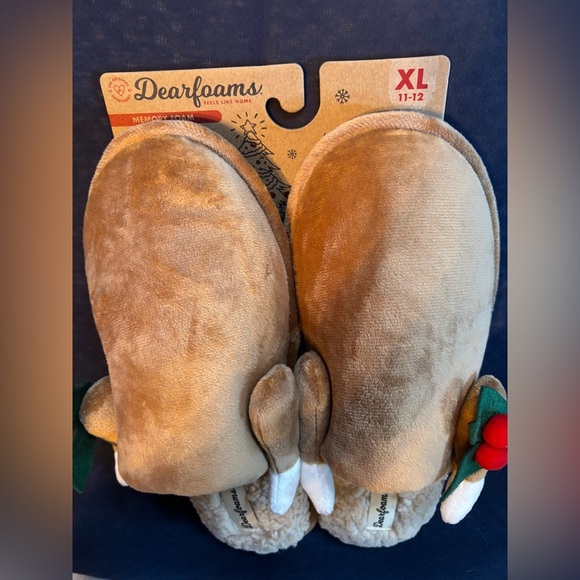 NWT 🤎❤️Dearfoams Women's Tan Slippers with Festive Red Details size XL 11/12 🤎❤️ - Picture 7 of 14